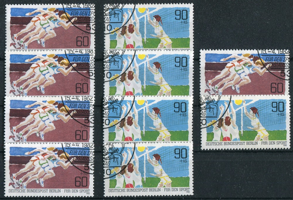5x Berlin Stamp Set No. 664-665 Sport (Sporthilfe 1982) Used