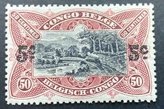 BELGIUM CONGO POSTAGE STAMP OVERPRINT 50c/5c -MINT ORIGINAL GUM HINGED