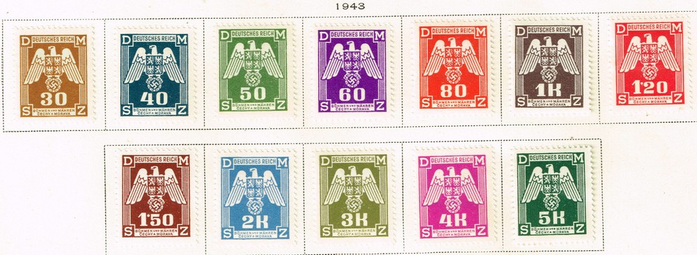 Germany WW2 Protectorat Bohemia and Moravia Swastika Eagle set 1943 MLH