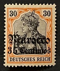 Travelstamps: Germany Offices in Morocco OP Stamps 35c on 30pf Wmk. Mint OG H
