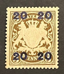 Travelstamps: 1920 Germany Bayern Overprint Stamp Mi 177 – Mint MOGH