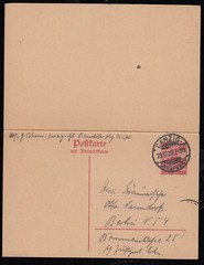 Danzig P 9, 30 On 10 Pf. Postal Reply Card, Langfuhr 28.10.20, Reply **