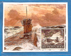 U BOAT 1943 Nazi Germany 3rd Third Reich War Hero submarine in action stamp MNH