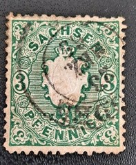 German States Saxony Sachsen 3 Pfennige Stamp