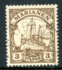 Germany 1900 Mariana Islands 3pf Yacht Scott #7 VFU Y19