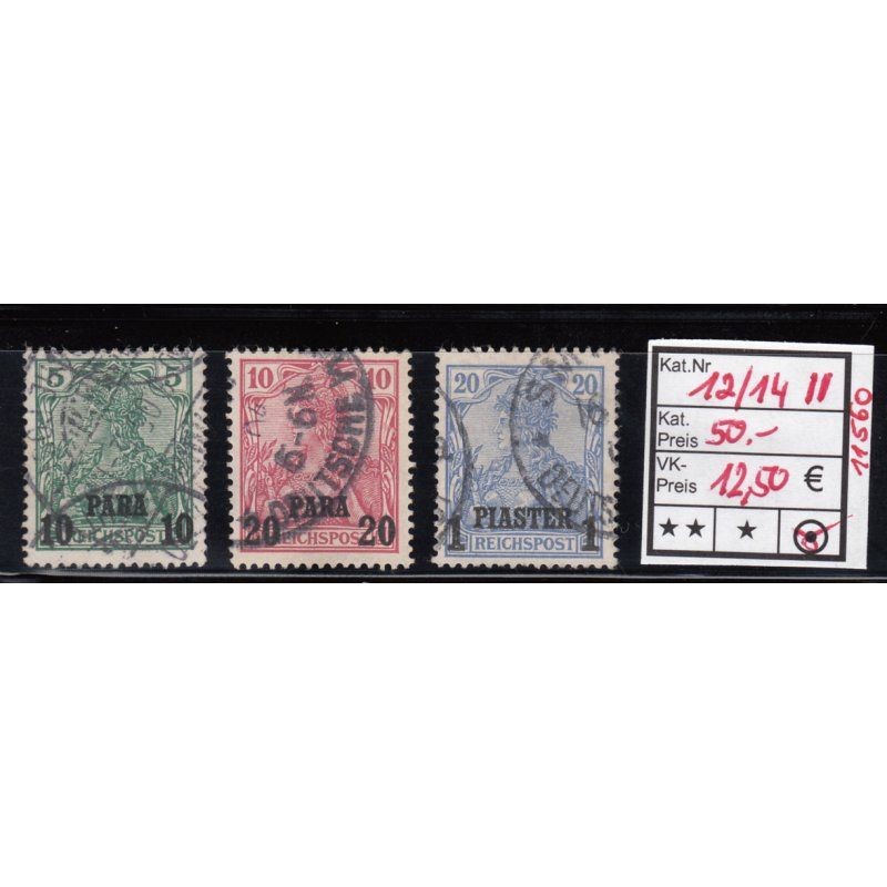 DAP Turkey 1902, Mich. No.: 12-14 II stamped