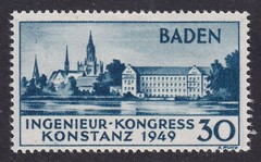 GERMANY 1949 Baden Engineers` Congress 30pf Blue SG FB46 MH/* (CV £33)