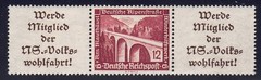 Germany – 1936 ZdMiNr W112, 12pf Alpine road se-tenant w/label A11.1 (L & R)