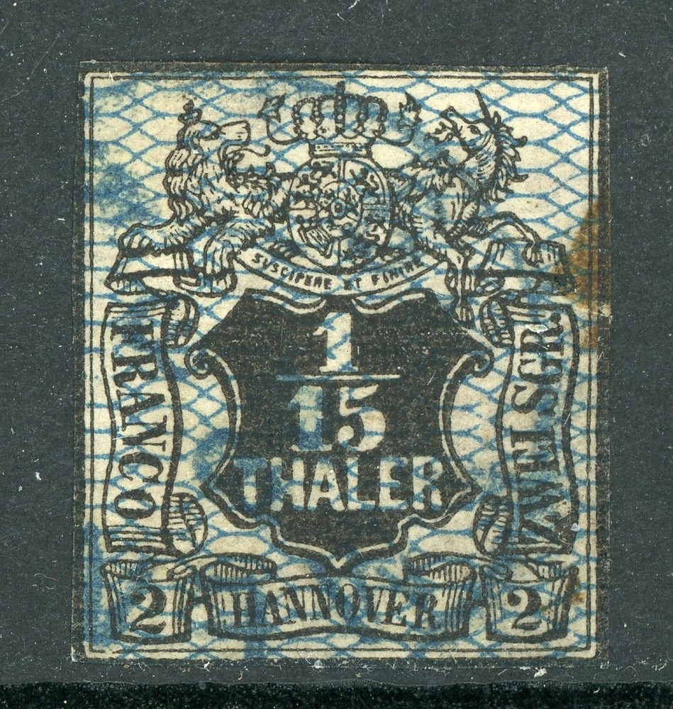 Germany States 1851 Hanover 1/15 Thaler Gray Blue Scott #5 VFU Q771