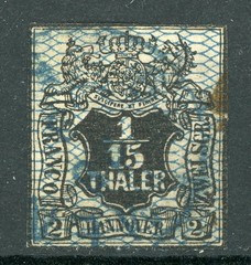 Germany States 1851 Hanover 1/15 Thaler Gray Blue Scott #5 VFU Q771