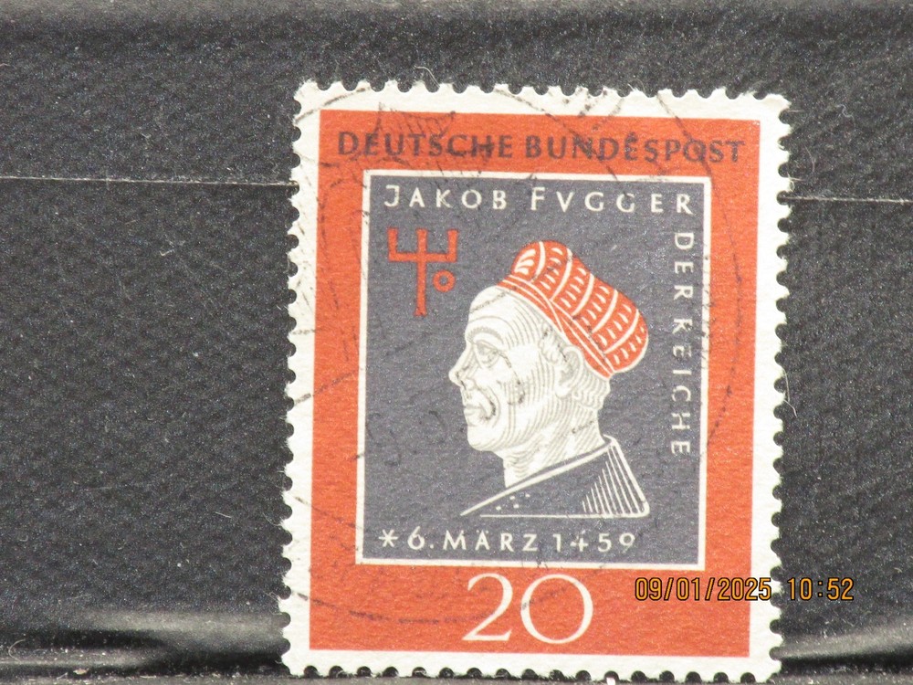 The listing:(1)1959-Banker Jakob Fugger 500th Ann. 20Pf German Postage Stamp-LH