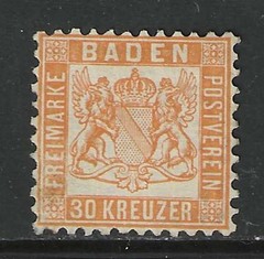 Germany States 1862 BADEN 30 Kreuzer issue mint*, signed $ 211.00