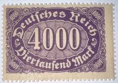 Travelstamps: 1922 Germany Stamps Deutsches Reich 4000 Mark Mi. Nr. 255 MOGNH