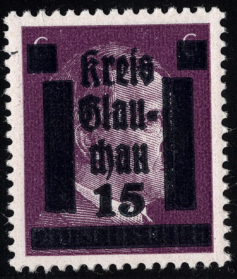 Stamp Germany 1945 WW2 3rd Reich Hitler Kreis Local Glauchau 6PF MNH