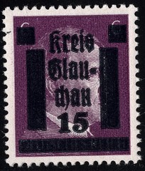 Stamp Germany 1945 WW2 3rd Reich Hitler Kreis Local Glauchau 6PF MNH