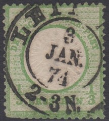 GERMANY – 1872 – ⅓ Groshen – Green – SG17 – Arms Embossed: Type B – used