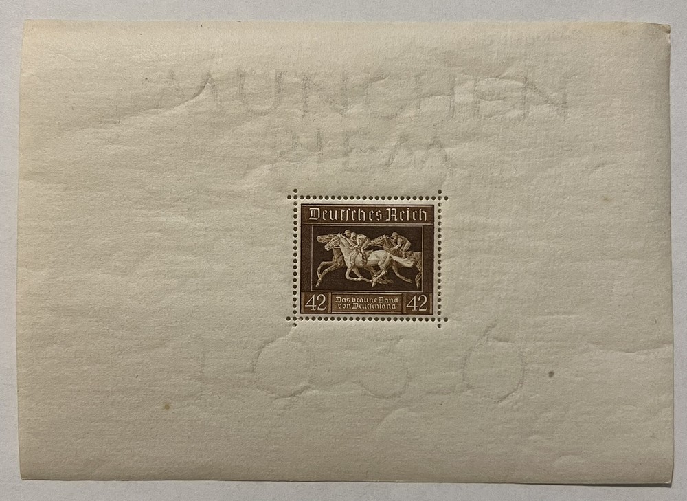 1936 GERMANY MUNICH STAMP SOUVENIR SHEET HORSES
