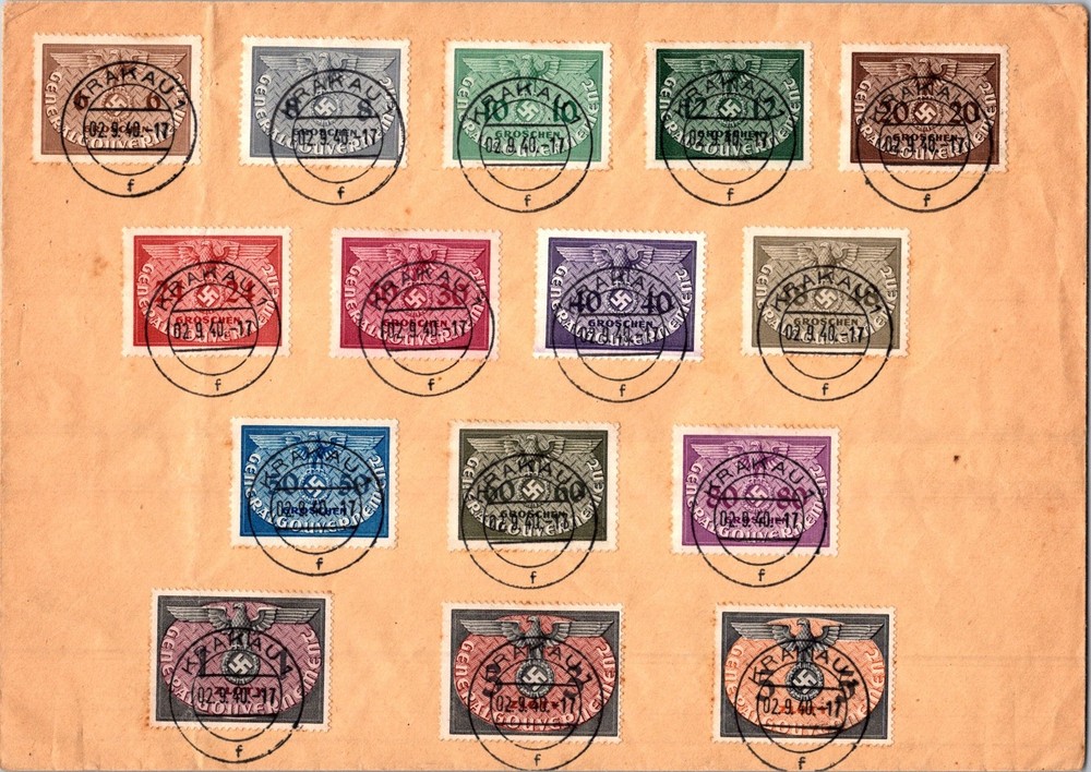GERMANY 1940 WWII POLAND OCCUP COVER OFFICIAL SET CTO POSTMARK KRAKAU