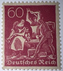 Travelstamps: 1921 Germany Stamp Mi 184 – 60pf Blacksmiths Mint MOGNH