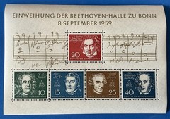 German Stamps – 1959 SC#804 – Germany Souvenir Sheet – German Composers MNH OG