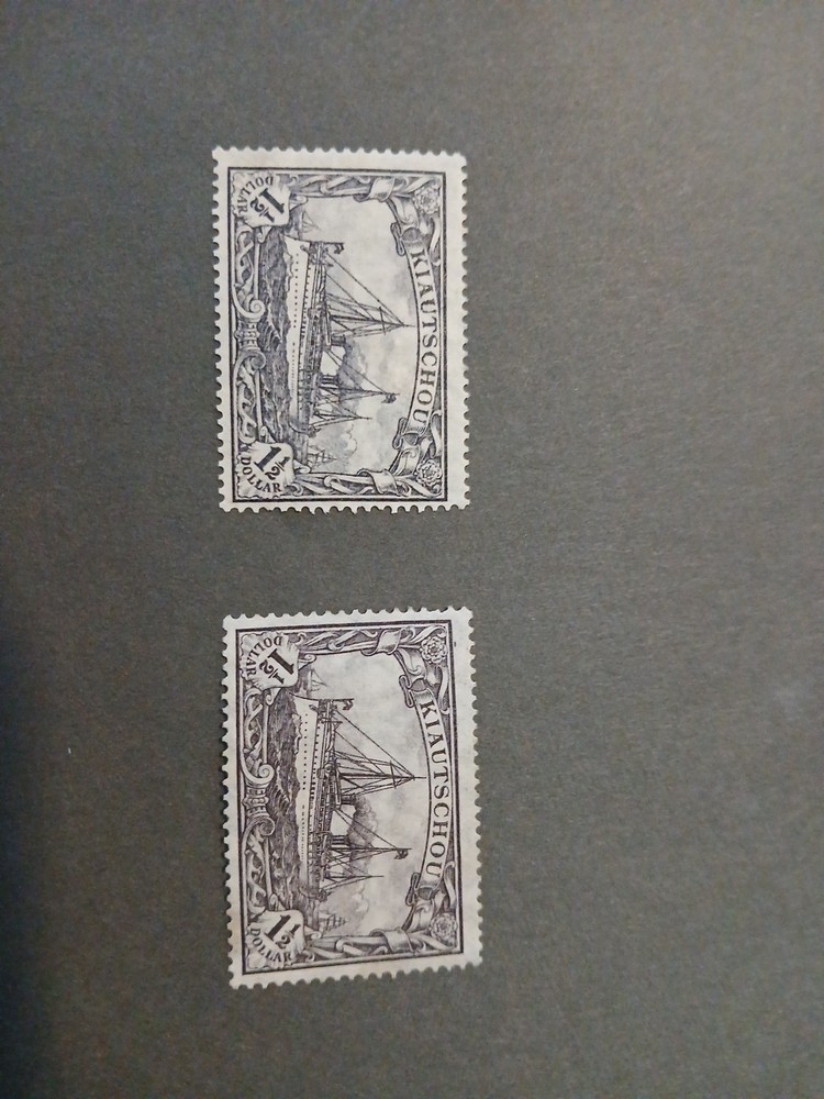Kiautschou 41 (Pair) 1.50 Dollar Yacht MLH / Very Fine Watermark!!! Rare!!!