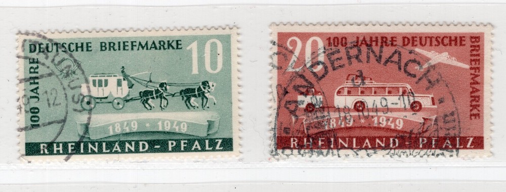 GERMANY FRENCH ZONE RHINE PALATINATE 1948 6N39-6N40 VFU EXPERTIZED SCHLEGEL BPP