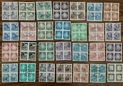 East Germany Stamps 1950’s CTO Blocks of 4 Lot of 28