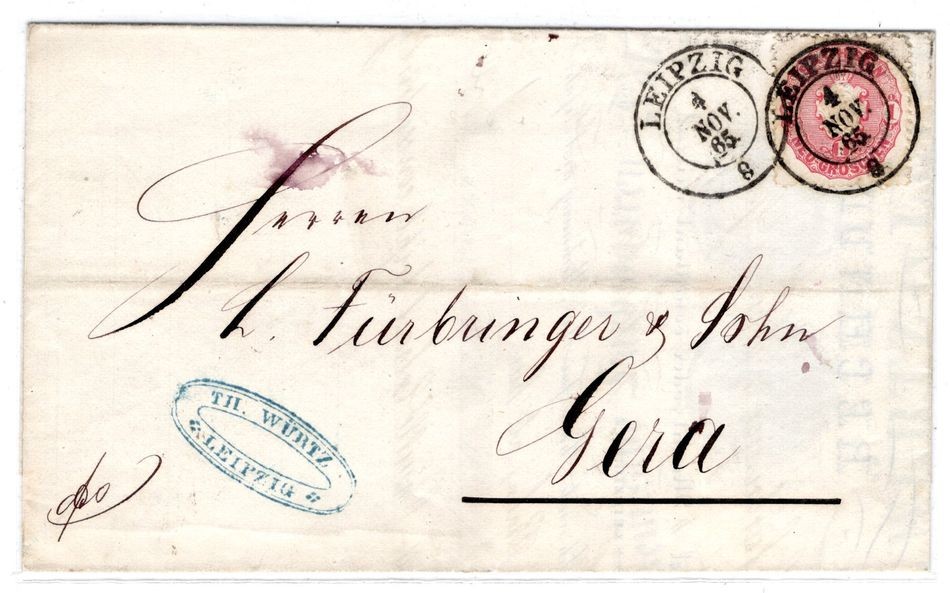 Sachsen 16 Stamp On Cover From Leipzig To Gera (GA0147