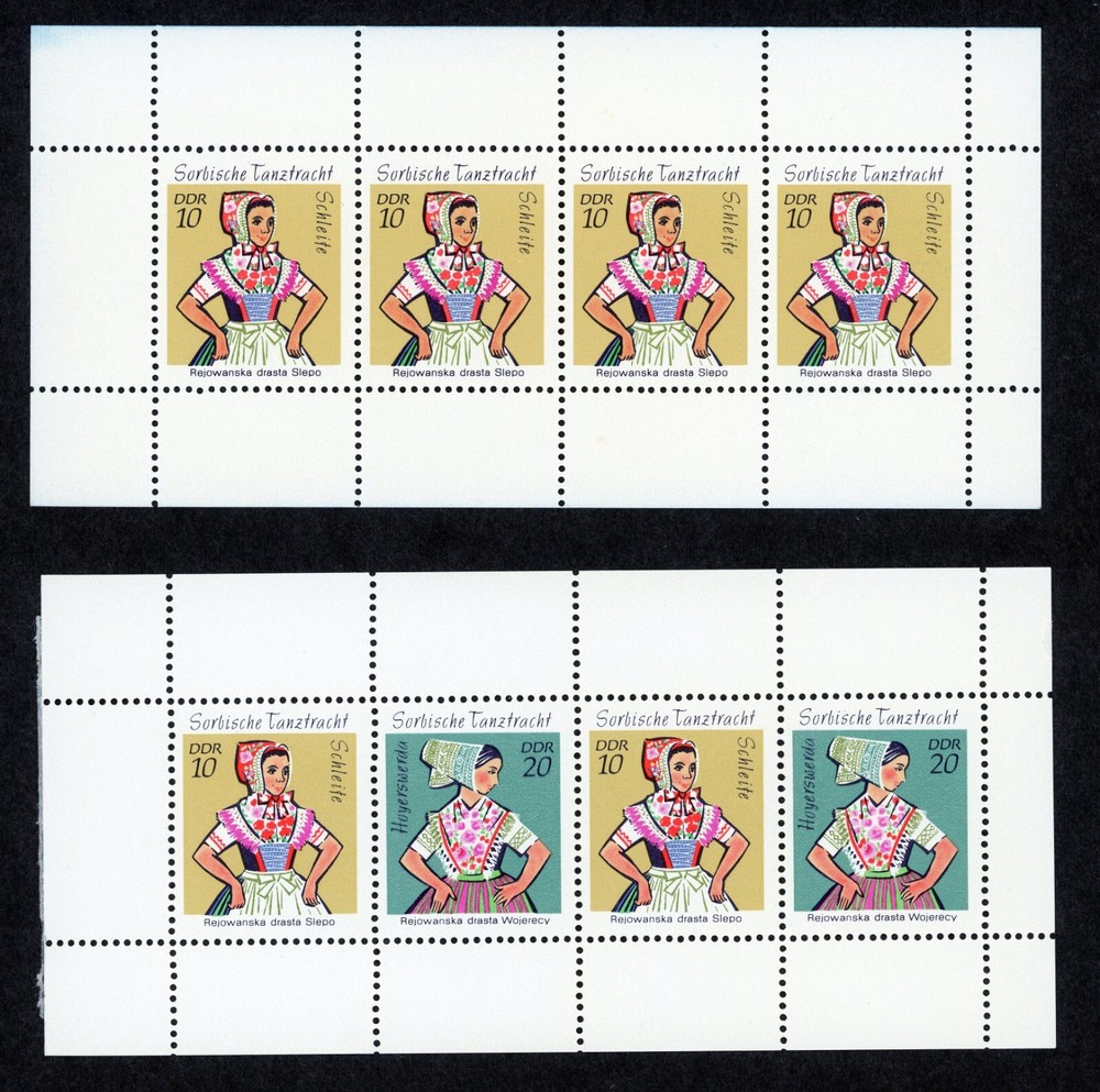 Stamps DDR, Scott # 1297c and 1297d Mint NH sheets of four