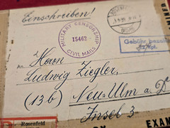1946 Post WW2 WWII German registered letter cover envelope w Military Censor