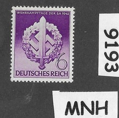 MNH stamp Sc 528 / WWII Third Reich Germany Sword & Shield Party Symbol #9193