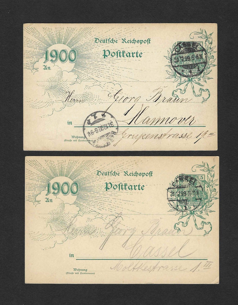 GERMANY – (2) postcard – Happy New Year 1900