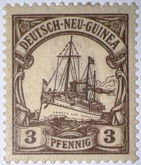 Travelstamps: GERMAN NEW GUINEA STAMPS Kaiser’s Yacht, 3 Pf MOGH, WMK