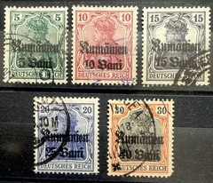 Romania 1918 German Stamps Ovpt Rumanien In Gothic Font, used
