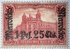 Travelstamps: Germany Offices in Morocco Stamps 1 Pes. 25c OP Mint Og Hinged