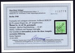 BERLIN 1948 16 AF IX used FLAWLESS OPINION SCHLEGEL BPP 750€(H6065