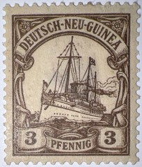 Travelstamps: GERMAN NEW GUINEA STAMPS Kaiser’s Yacht, 3 Pf MOGH, WMK