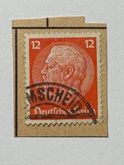 GERMAN ORANGE PAUL VON HINDENBURG 12 CENT STAMP – USED 324