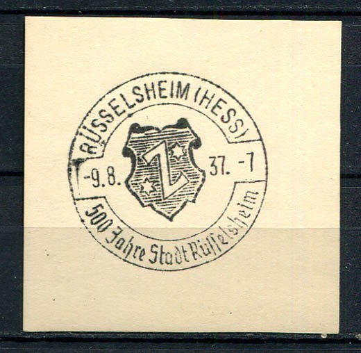 German Reich WW II : Nice fancy cancel from 1937 – Rüsselsheim