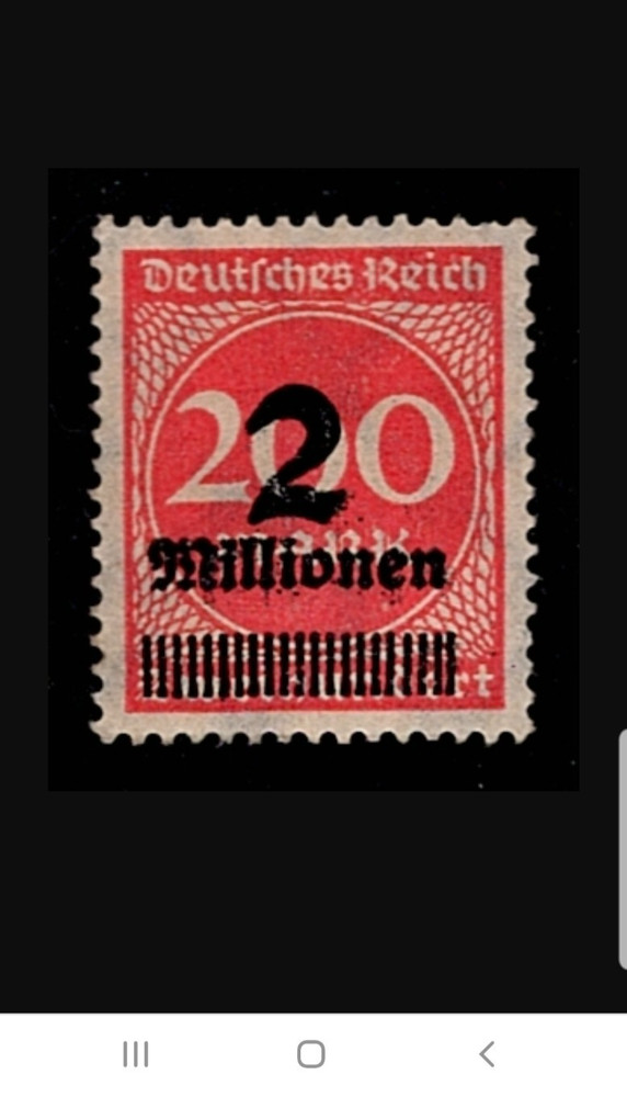 German red 200 mark stamp with 2 million overp8