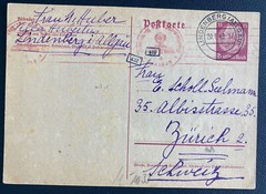 1942 Lindenberg Germnay Dr Huber Stationery Postcard Cover To Zurich Switzerland