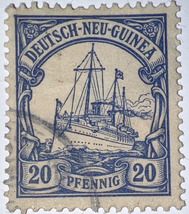 Travelstamps: GERMAN NEW GUINEA STAMPS Mi #10 Kaiser’s Yacht, 20 Pfennig Used NG