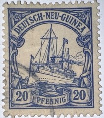 Travelstamps: GERMAN NEW GUINEA STAMPS Mi #10 Kaiser’s Yacht, 20 Pfennig Used NG