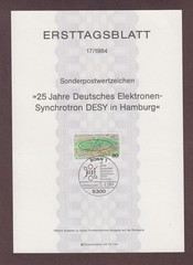 Ersttagsblatt 17/1984. 25 Jahre Deutsches Elektronen-Synchroton DESY in Hamburg