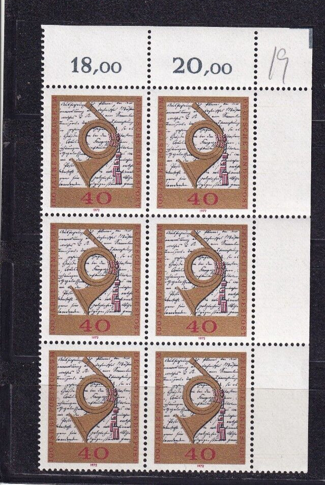 Bundesrepublik MNH ** 739 Scott 1094 Post Museum Frankfurt block of 6