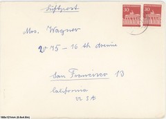 Germany Airmail Cover 60pf Brandenburg Gate To USA San Francisco 1960s