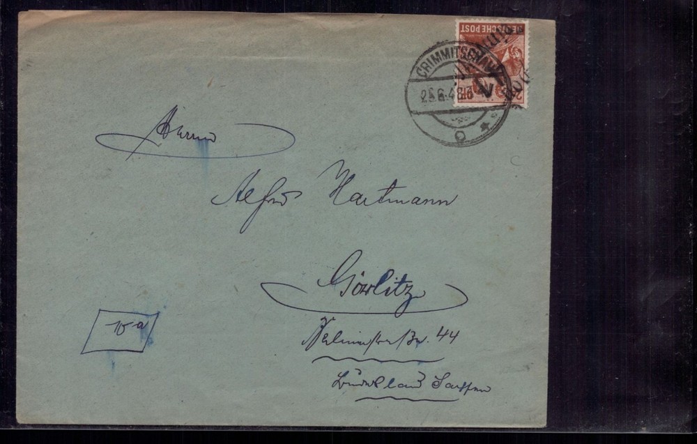 Letter All. Occupation 41 Crimmitschau n. Görlitz 1948 + tested