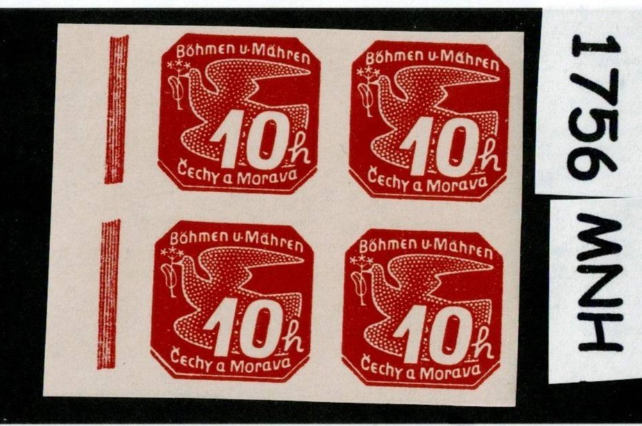 MNH stamp block Sc P5 Newspaper German Occupied Czechoslovakia WWII 1939 #1756