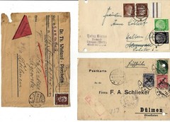 Germany. Lot of five postal items. Canceled 1930-1938. Rare. GE1.(BDR/ENV)