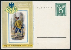 Germany 1940 Stamp Day Stationery Postal Card Tag der Briefmarke Postläufer RdP